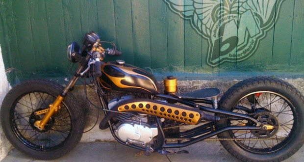 Jeff's “Golden Koi” chopper is looking good in the early morning