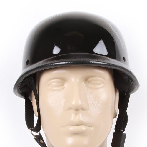 Low Profile Novelty German Chopper Half Helmet Skull Cap Gloss Black (S ...
